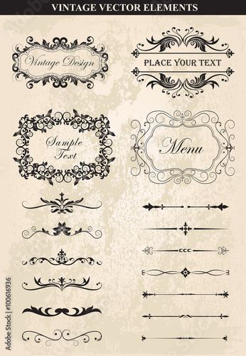 Decorative vintage frames and borders set vector
