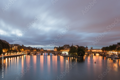 View of River Seine and Cite Island  in Paris  early morning