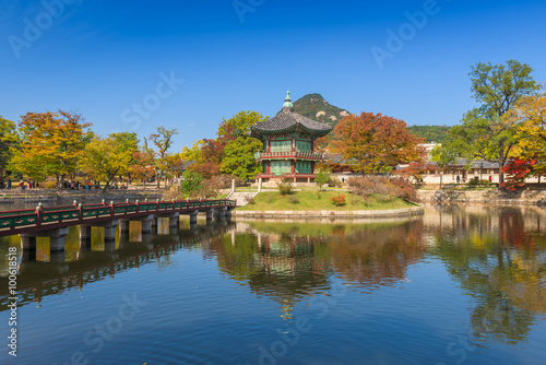 Fototapeta Naklejka Na Ścianę i Meble -  Autumn of Gyeongbokgung Palace in Seoul ,Korea.
