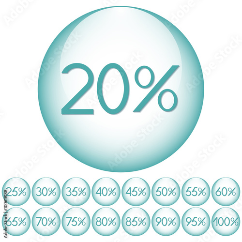 Set of icons with percent for your design. Vector illustration.