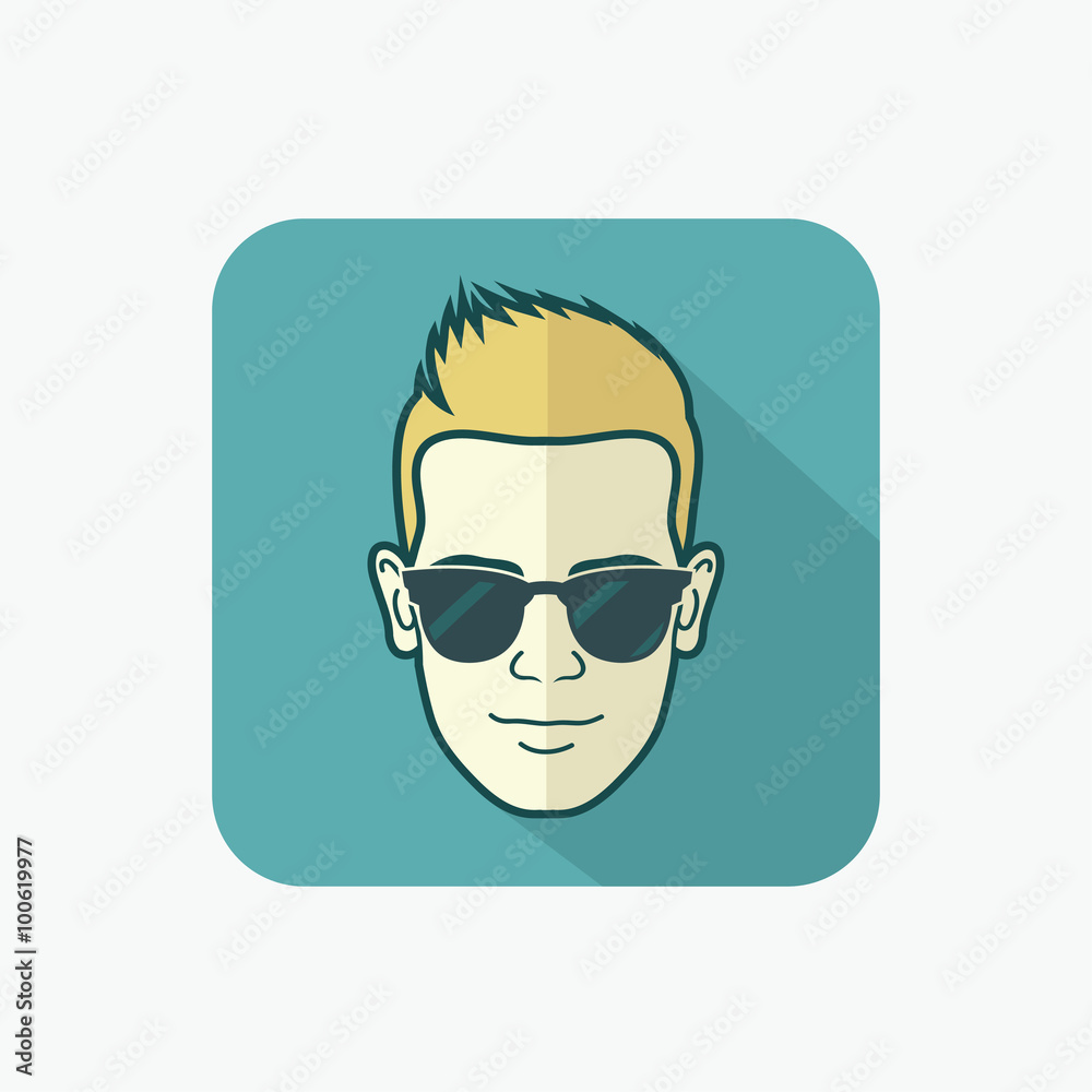 Blond guy with sunglasses - flat design