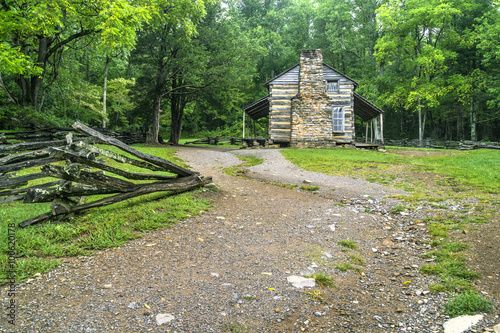 Tennessee Mountain Home. The John Oliver Cabin on the Cades Cove loop is a historical public display located in the Great Smoky Mountains National Park. Gatlinburg, Tennessee. photo