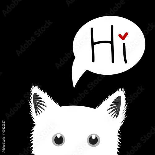 white Cat Sneaking Greeting...