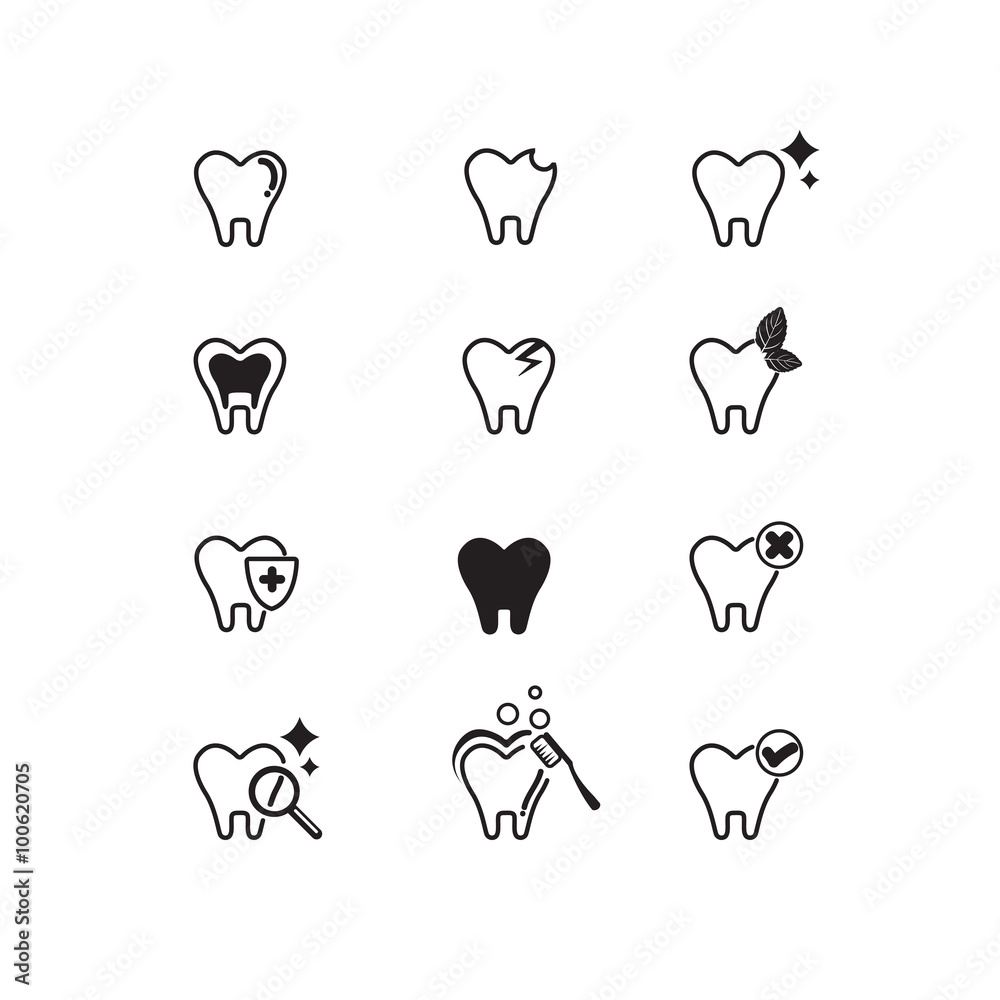 Tooth , Teeth vector icons set Tooth , Teeth vector icons set