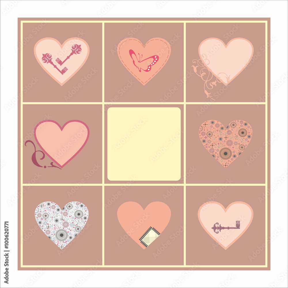 Decorative heart set card pattern