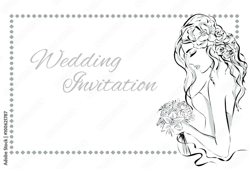 Wedding Day invitation with beautiful fiancee Wedding Day invitation with beautiful fiancee