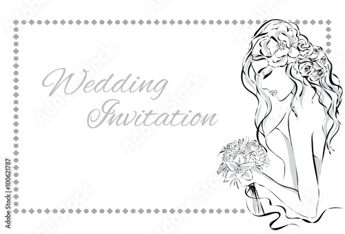 Wedding Day invitation with beautiful fiancee