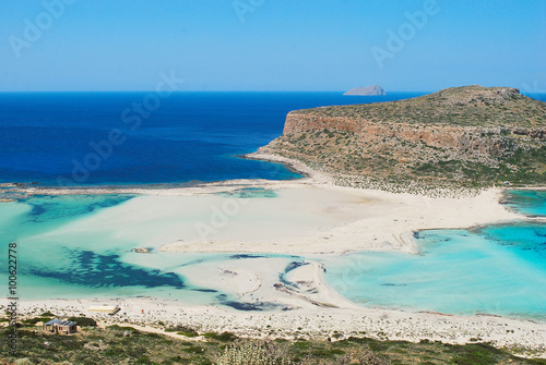 Fototapeta Naklejka Na Ścianę i Meble -  View of beautiful   beach and bay with mountains in  Greece.