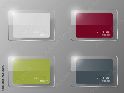 Glass banner set. Vector illustration.