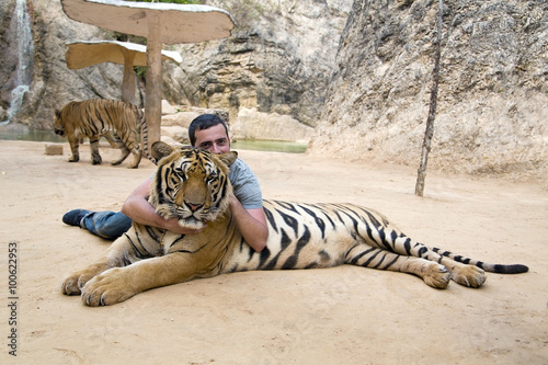 People with tiger temple photo