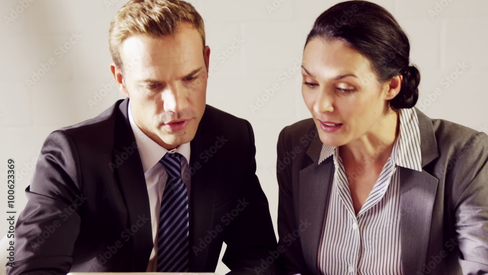 Serious business people working together 