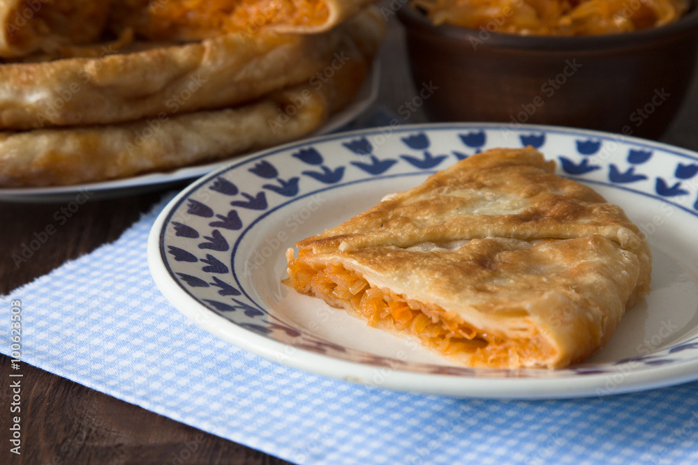 pie with filling is stewed cabbage with egg. Moldovan cuisine pie with filling is stewed cabbage with egg. Moldovan cuisine