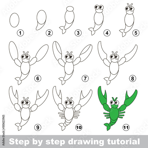 Drawing tutorial. How to draw a Crayfish