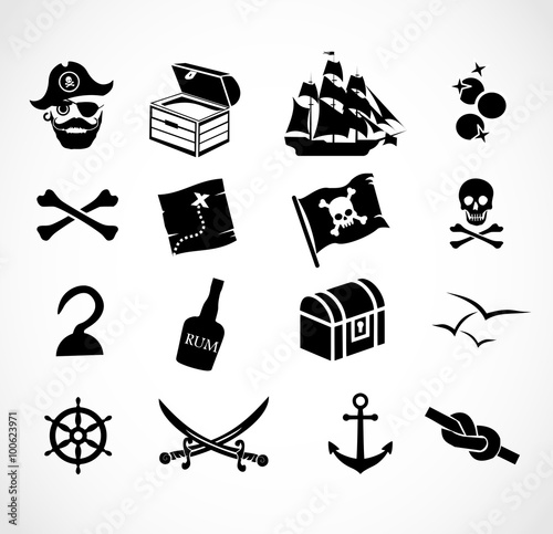 Pirate icon set vector