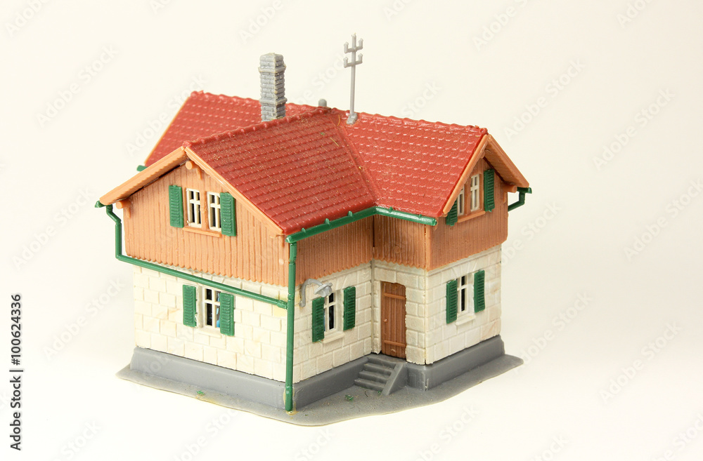 Häuschen, Modell-Haus mit weißem Hintergrund Häuschen, Modell-Haus mit weißem Hintergrund