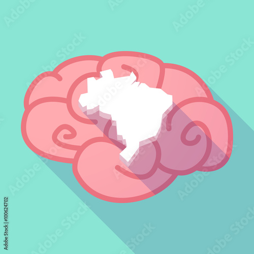 Long shadow brain with a map of Brazil