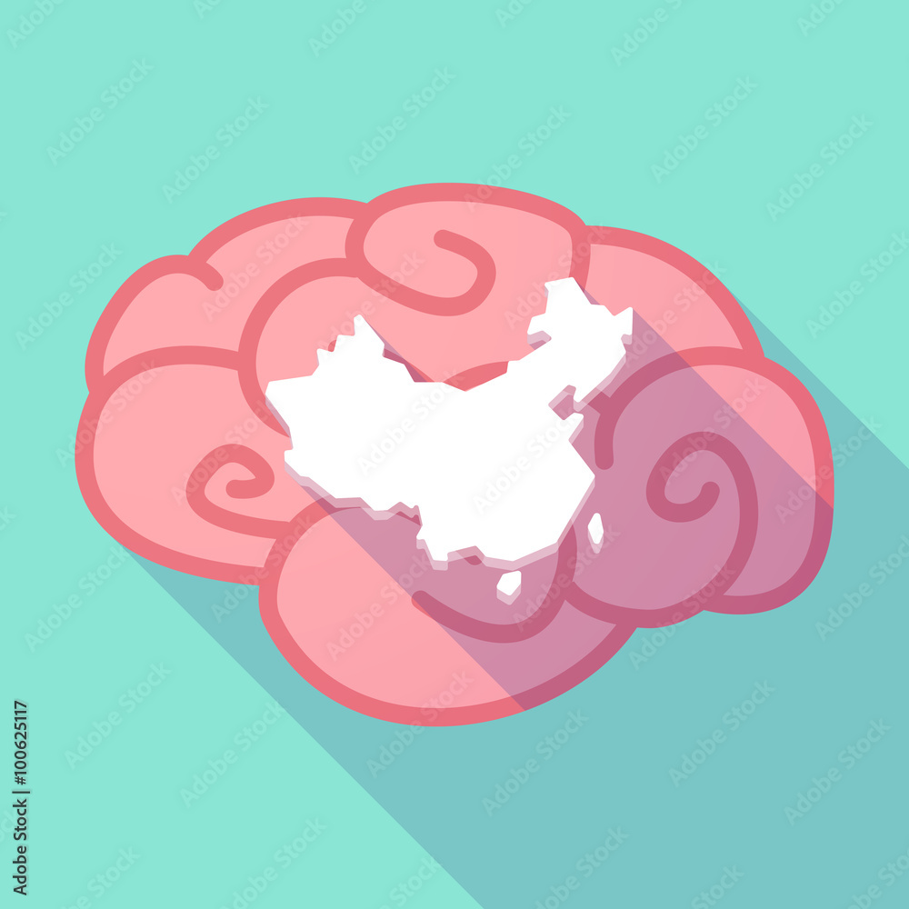 Long shadow brain with a map of China Long shadow brain with a map of China