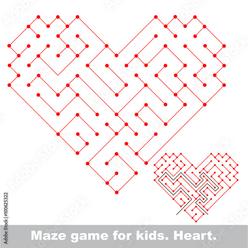 Heart - kid maze game. Search the way. 