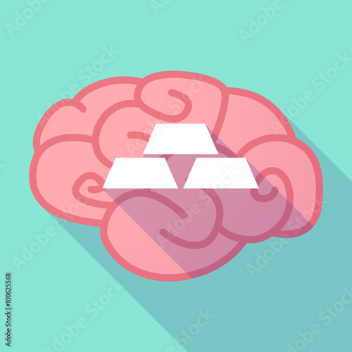 Long shadow brain with three gold bullions