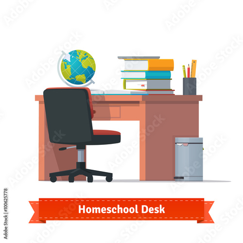 Comfortable homeschool workplace with the desk