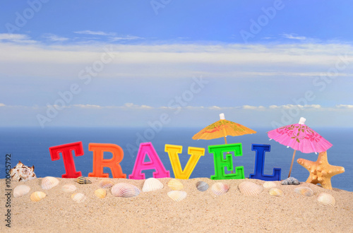 Wallpaper Mural Travel letters on a beach sand Torontodigital.ca