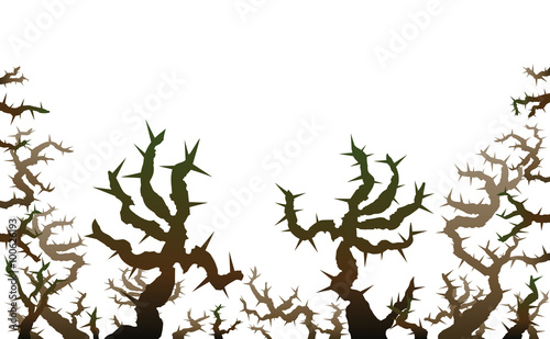 Brier - threatening thorns that look like spooky grabbing hands. Isolated vector illustration on white background. photo