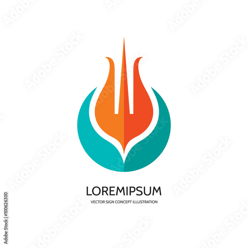 Fototapeta Naklejka Na Ścianę i Meble -  Flower vector logo illustration. Tulip logo sign. Flame logo sign. Fire logo sign. Abstract vector logo. Trident vector logo sign. Vector logo template. Design element.