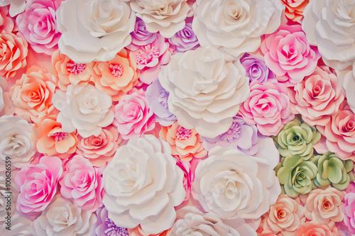 Colorful flowers paper background pattern
