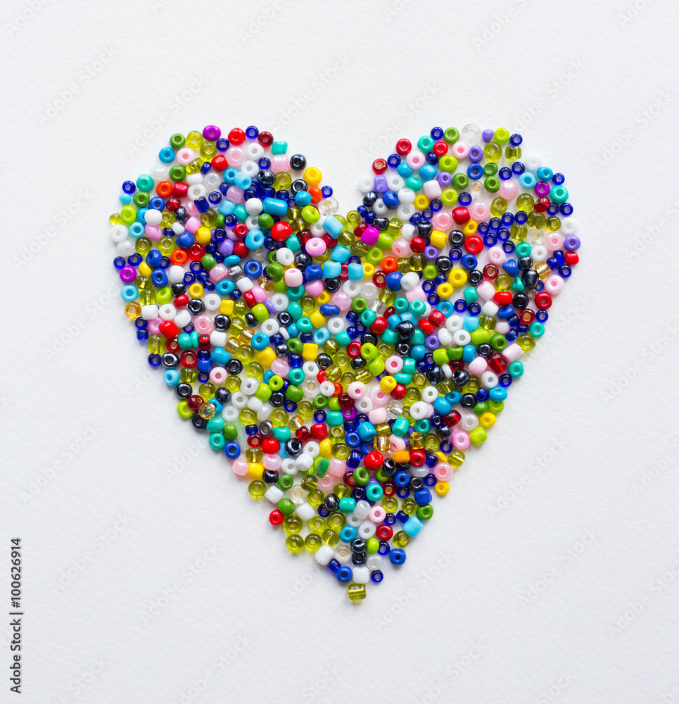 Heart made of small colorful beads