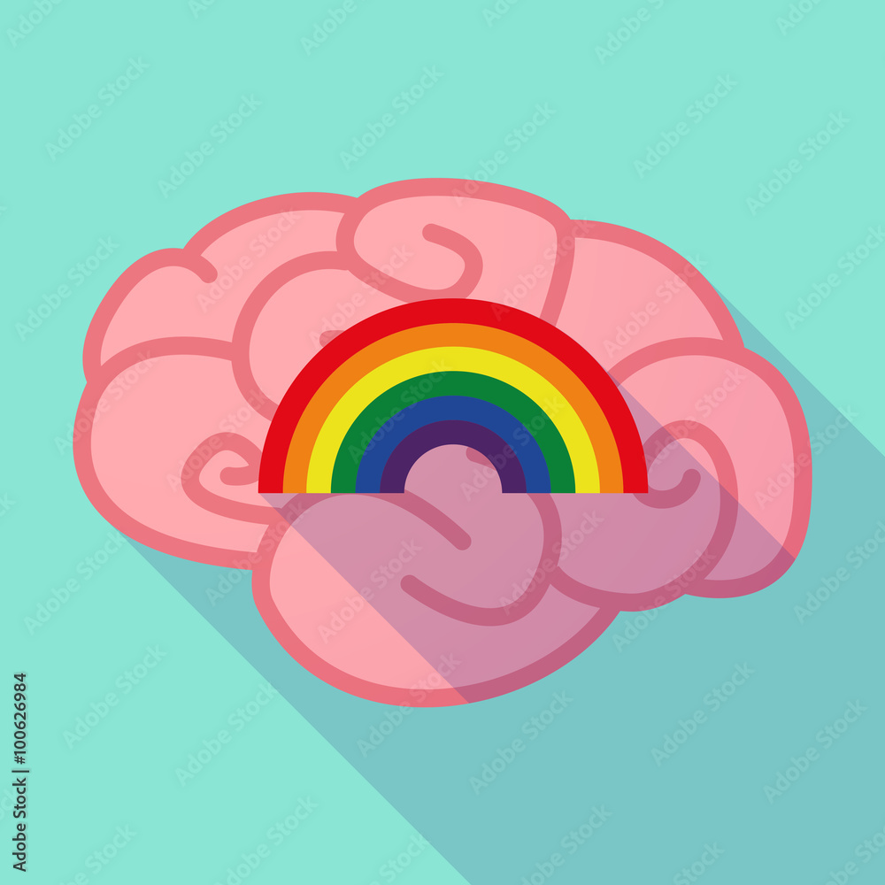 Long shadow brain with a rainbow Long shadow brain with a rainbow