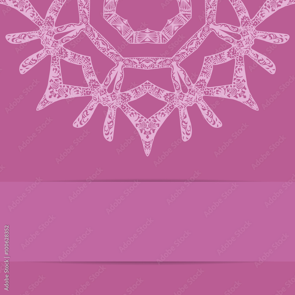 Pink card with ornate zentagle style pattern