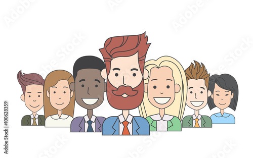 Businessmen Boss With Group Of Business People Team 