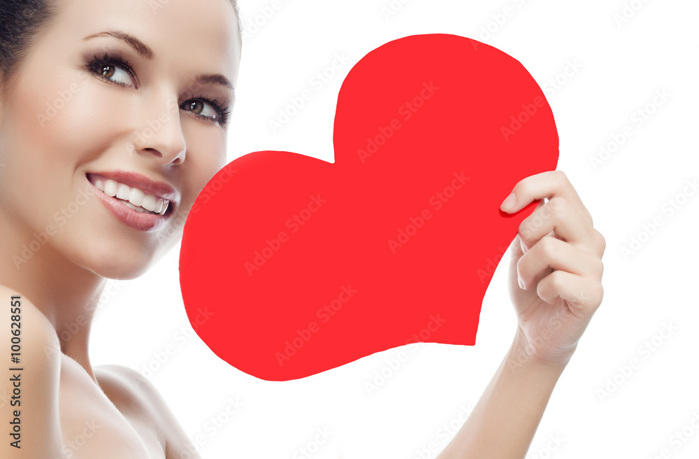 woman beauty red heart valentine's love