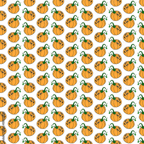 Orange funny cartoon vegetable pumpkin seamless pattern