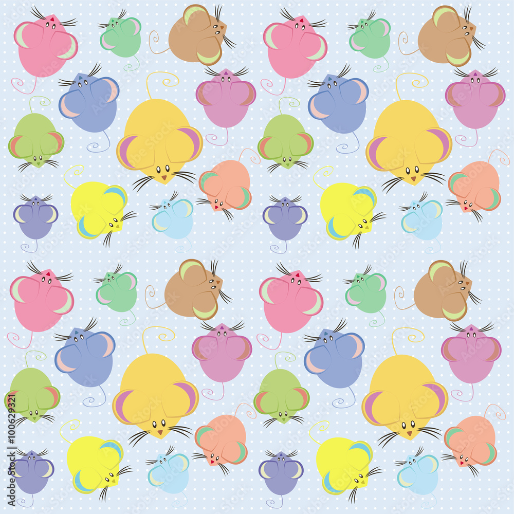  background with a set of multi-colored mice vector