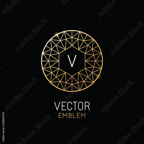 Vector abstract luxury logo design template in trendy linear sty