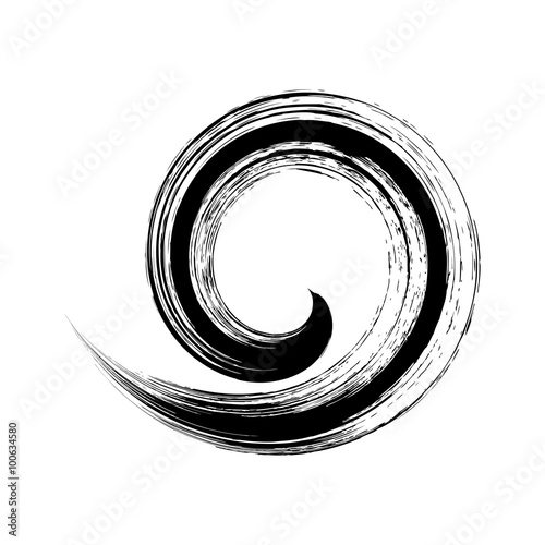 Vector single brush stroke spiral