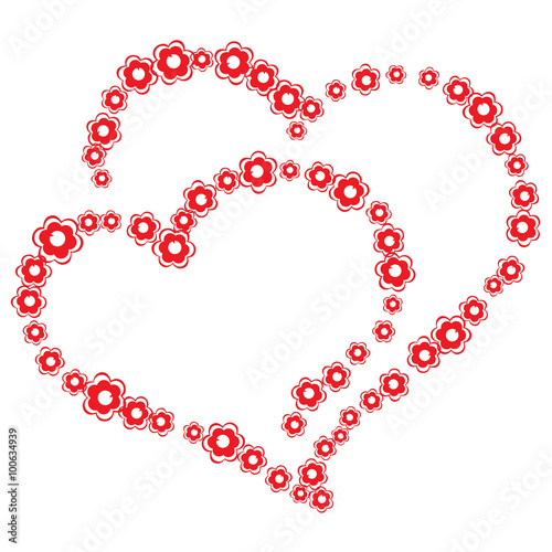 Two hearts composed of flowers. Vector illustration
