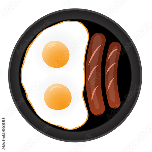 fried eggs with sausages
