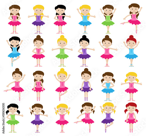 Ballet Themed Vector Collection with Diverse Girls