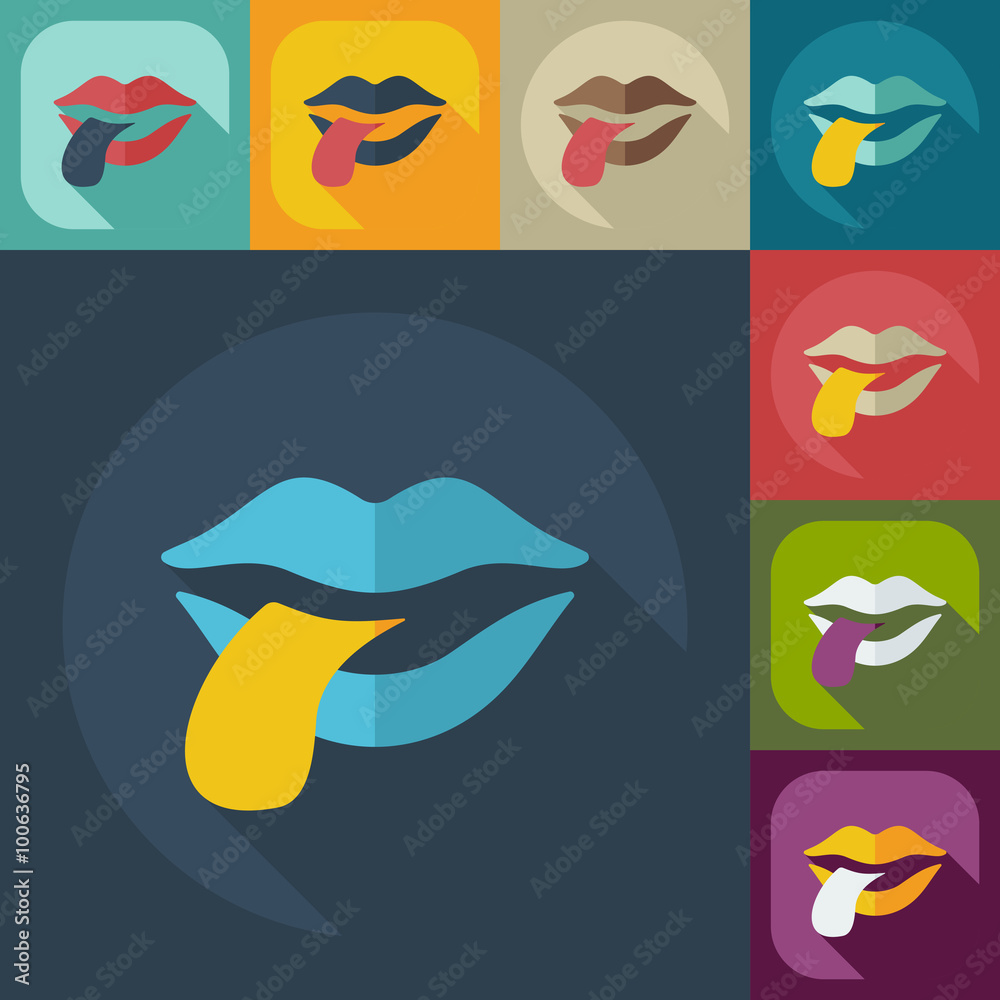Flat modern design with shadow icons lips