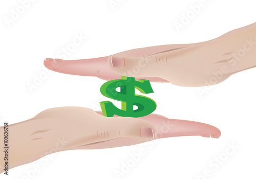 palmo della mano schiaccia dollaro,