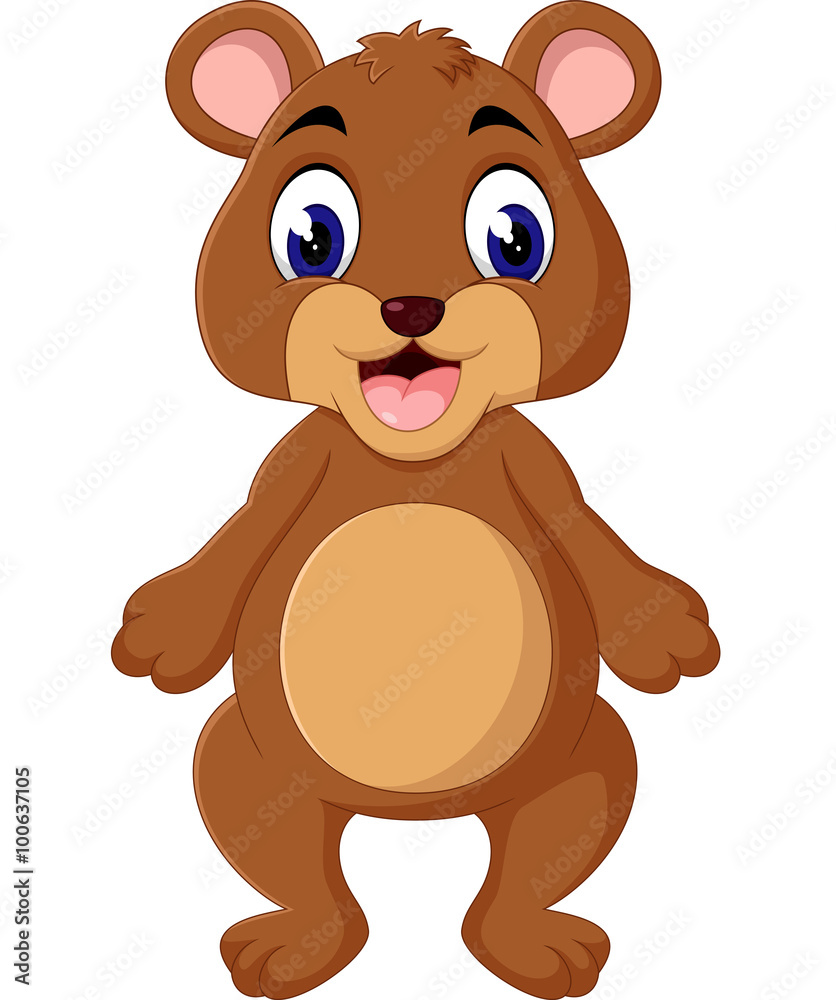 Obraz premium Cartoon teddy bear waving hand 