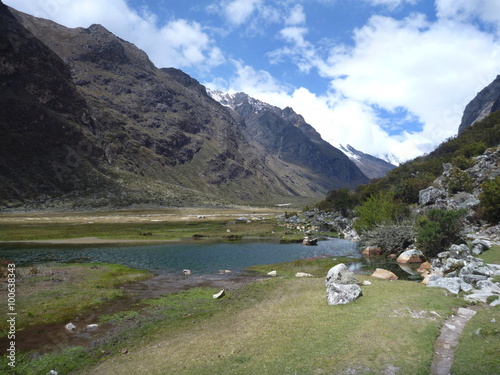 lake at the santa cruz trekking in cordillera blanca photo