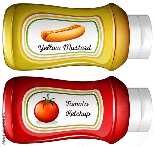 Bottle of mustard and ketchup