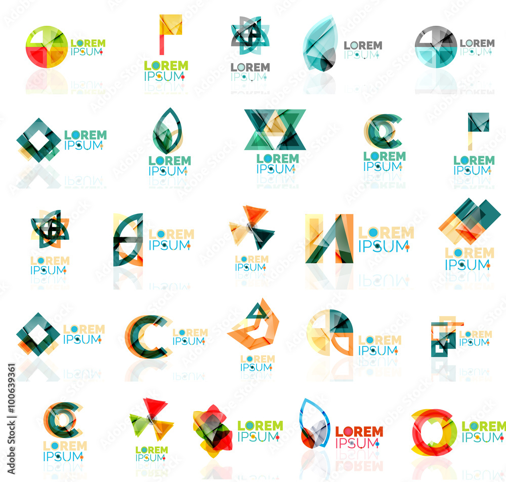 Collection of colorful abstract origami logos