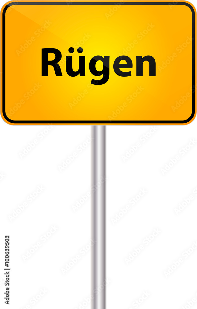 Deutsche Ortstafel mit Text Bezeichung Rügen Vektor Illustration Deutsche Ortstafel mit Text Bezeichung Rügen Vektor Illustration