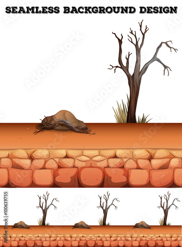 Seamless background with desert and tree