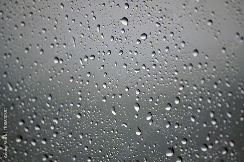 raindrops on glass, shallow focus