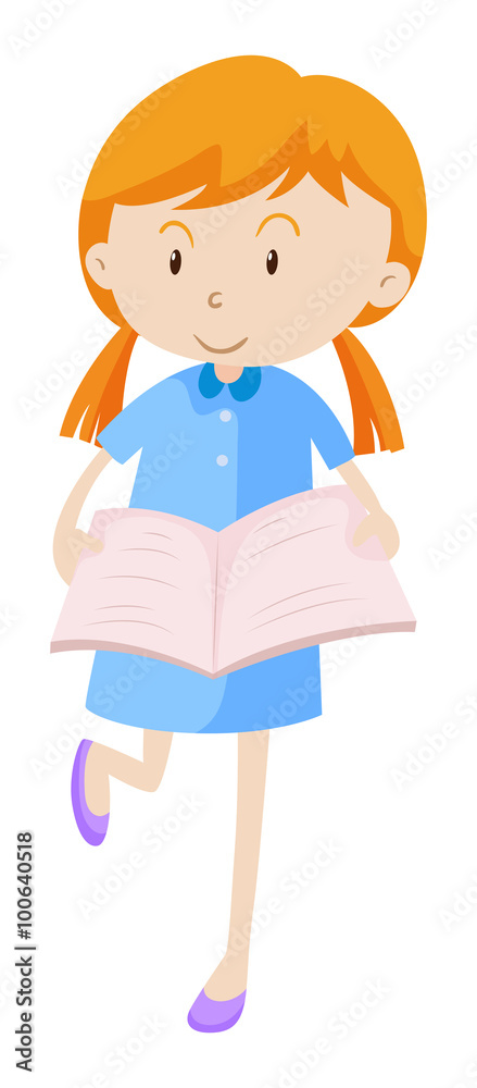 Little girl reading book